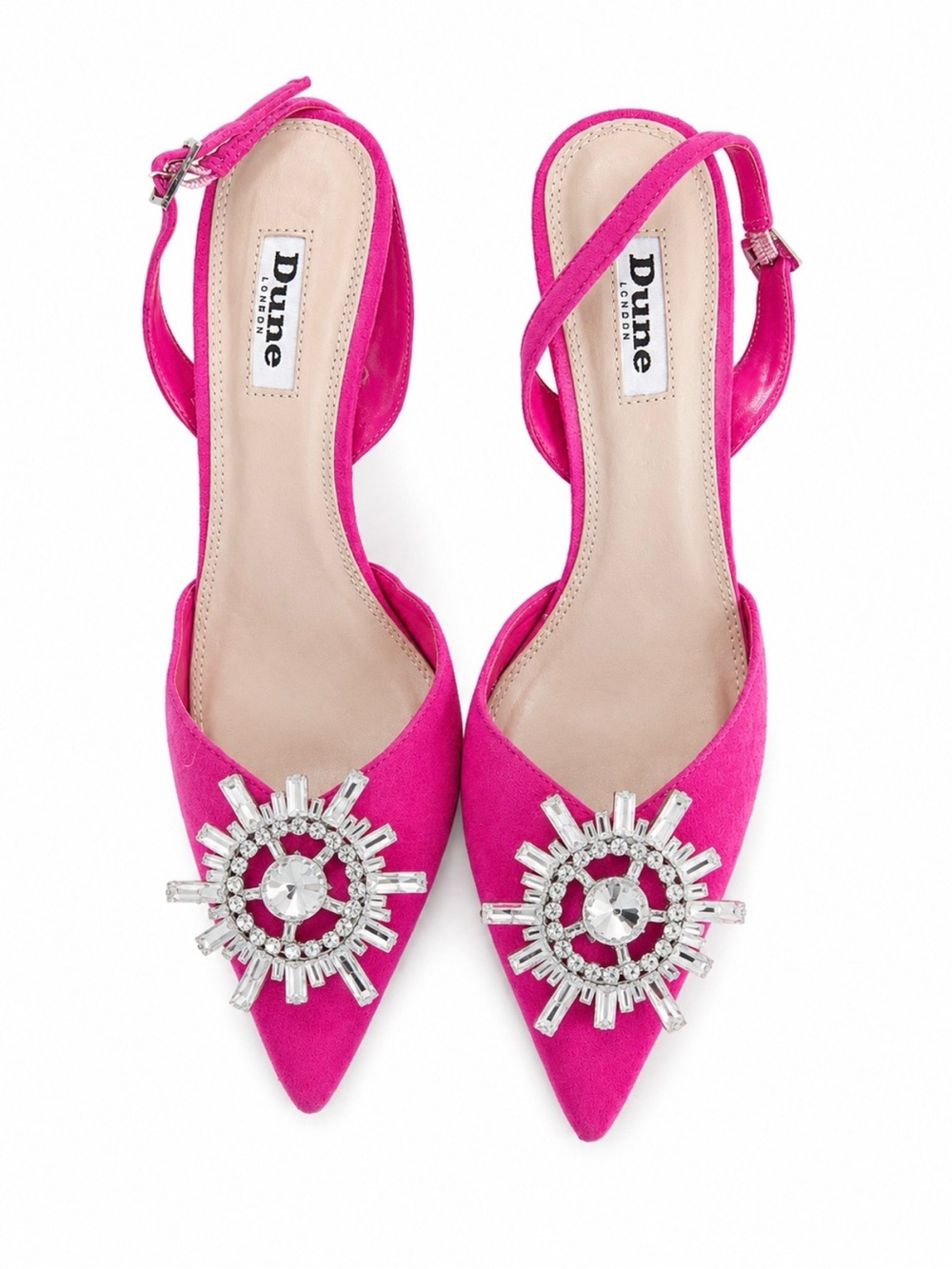 Dune London Hot Pink Embellished Pointed Slingback Heels -Size 39